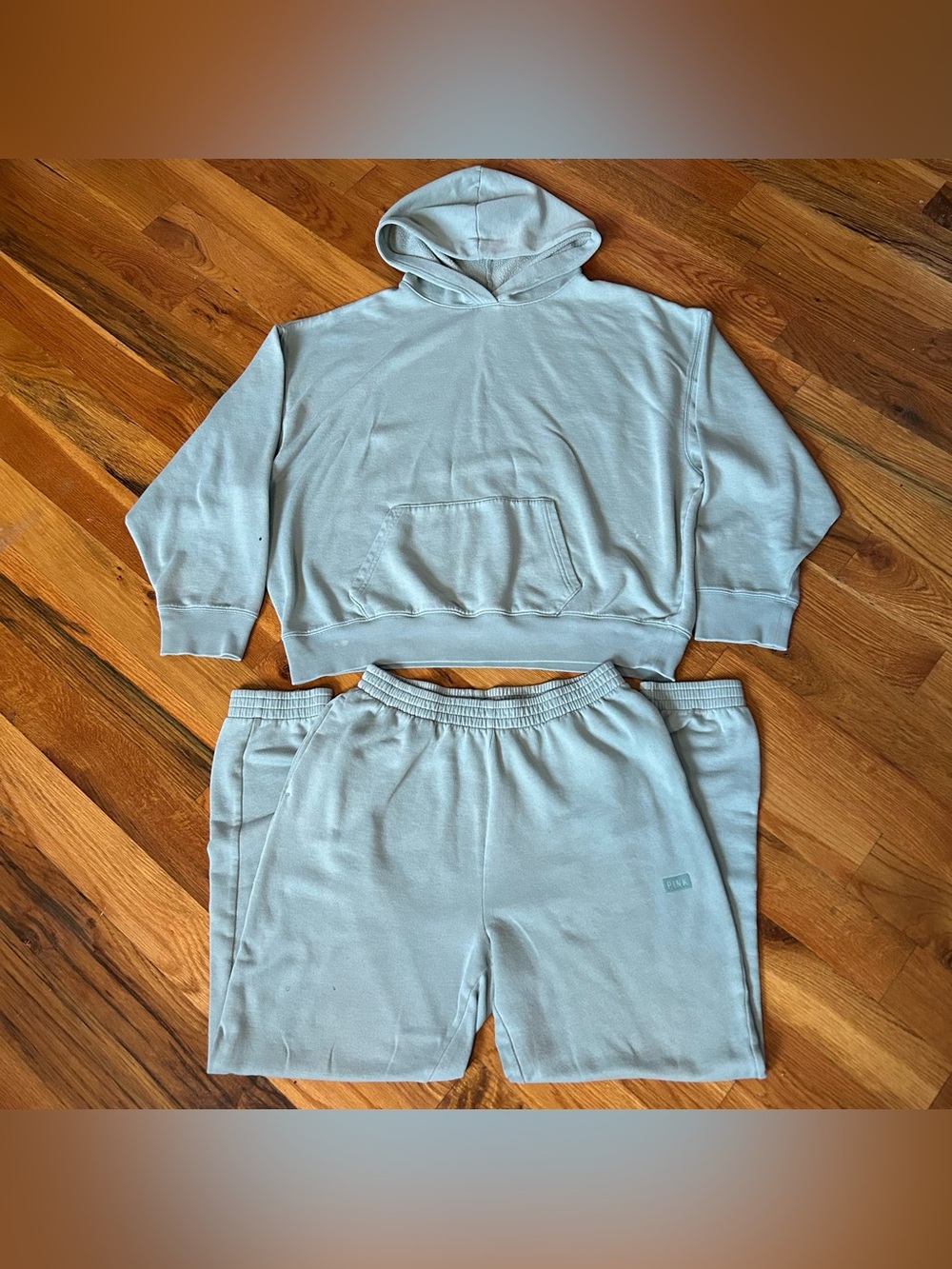 PINK Victoria's Secret Light Blue Hoodie and Sweatpants Set